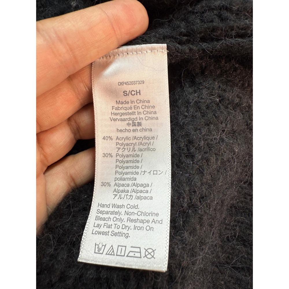 New Madewell Charcoal Gray Cable Knit Alpaca Blend Boxy Sweater Size S - Picture 6 of 8